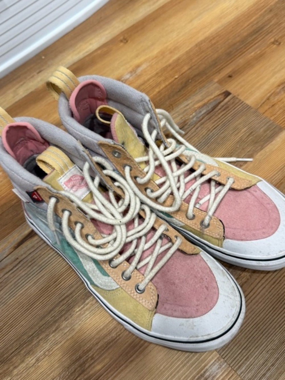 Vans Women's High-Top Sneakers in Pink, Yellow & Green Multi